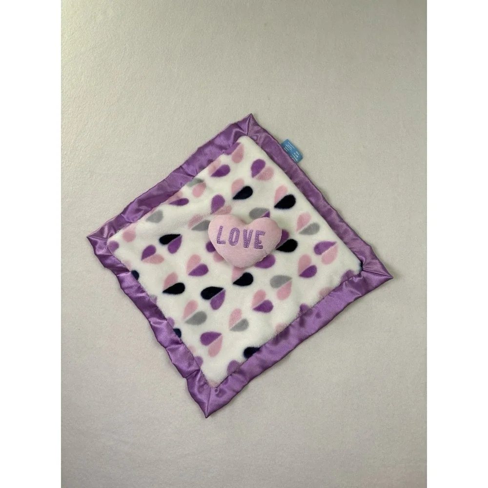 Lightning‎ Bug Lovey Security Baby Blanket Purple Pink Love Heart Satin